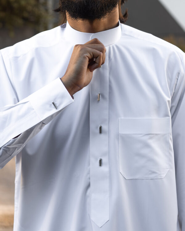 White Sharaf Collared Thobe