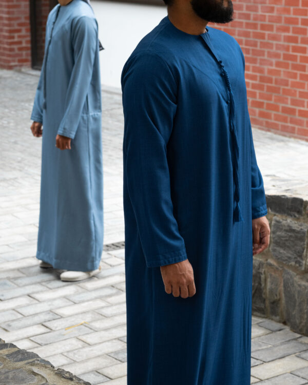 Dark Denim Linen Blend Emirati Kandura