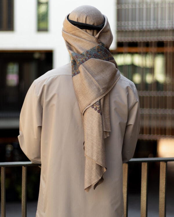 Taupe Sharaf Collared Thobe
