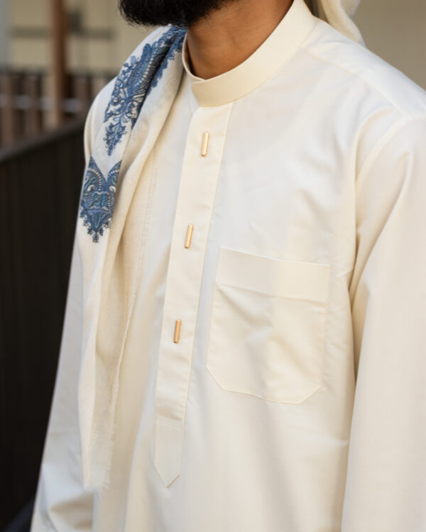 Cream Sharaf Collared Thobe