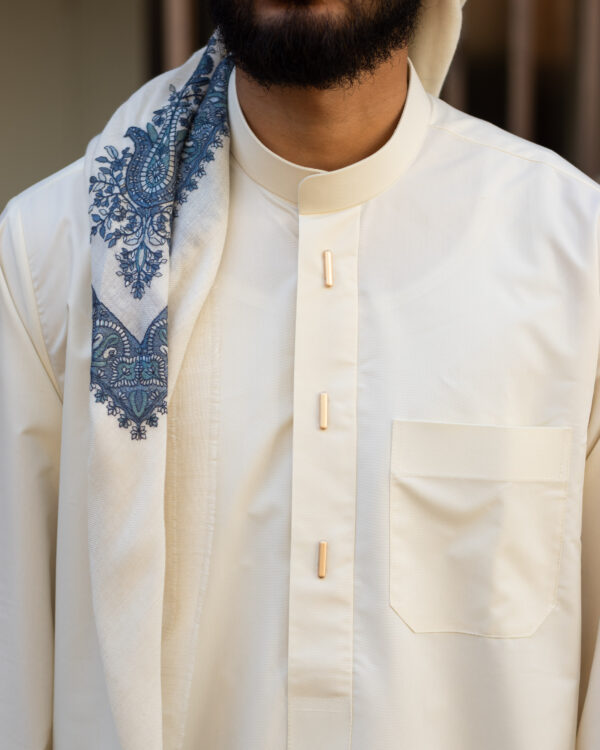 Cream Sharaf Collared Thobe