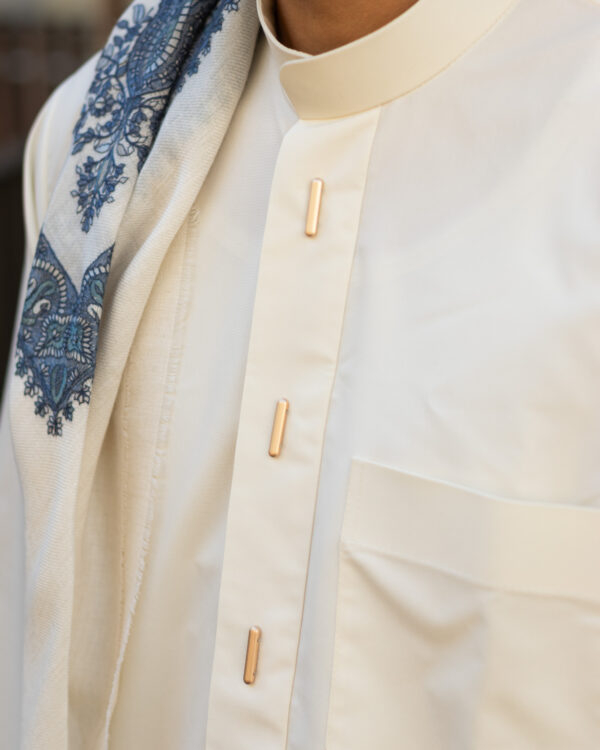 Cream Sharaf Collared Thobe