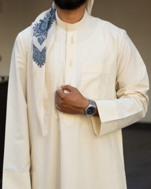 Cream Sharaf Collared Thobe