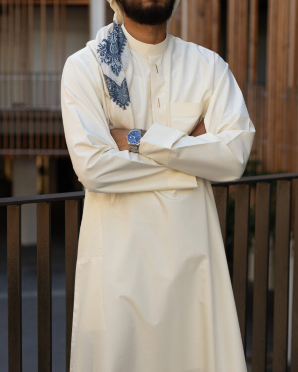 Cream Sharaf Collared Thobe