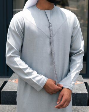 Steel Blue Linen Blend Emirati Kandura