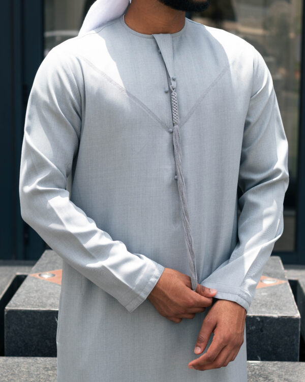 Steel Blue Linen Blend Emirati Kandura