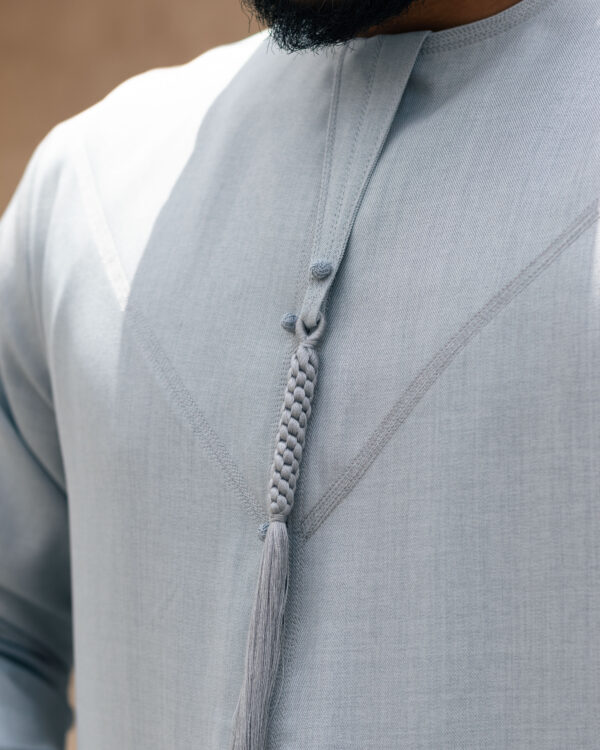 Steel Blue Linen Blend Emirati Kandura