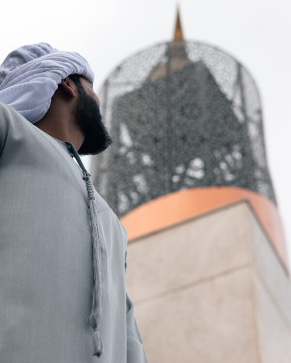 Steel Blue Linen Blend Emirati Kandura