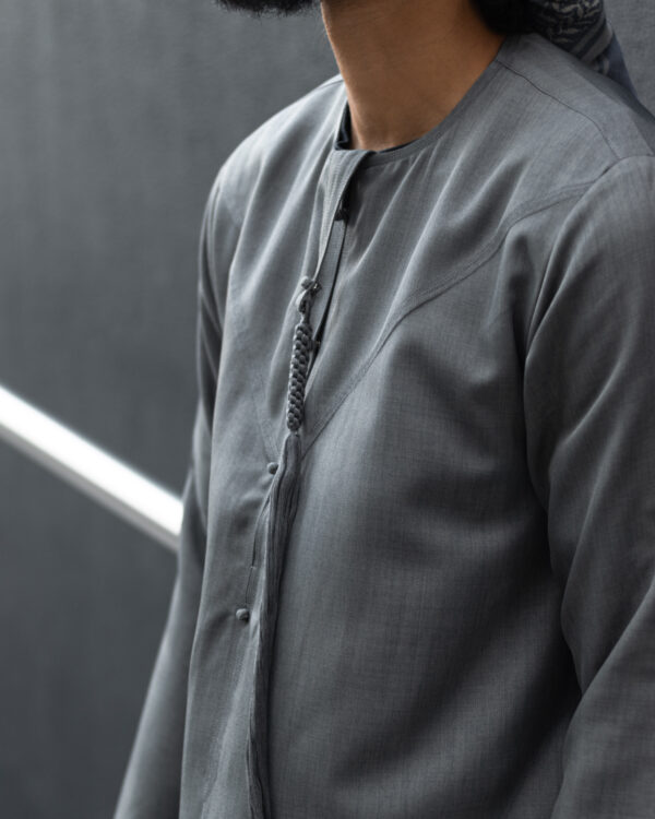 Stone Grey Linen Blend Emirati Kandura