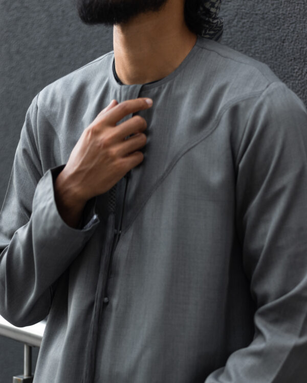 Stone Grey Linen Blend Emirati Kandura