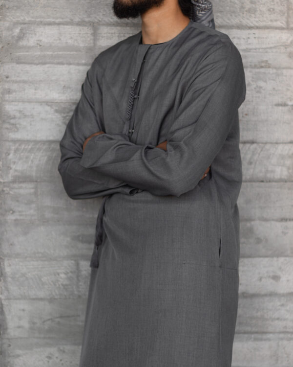 Stone Grey Linen Blend Emirati Kandura