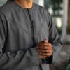 Stone Grey Linen Blend Emirati Kandura