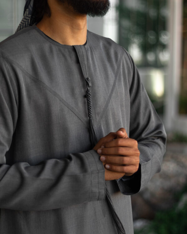 Stone Grey Linen Blend Emirati Kandura