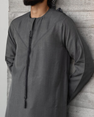 Stone Grey Linen Blend Emirati Kandura