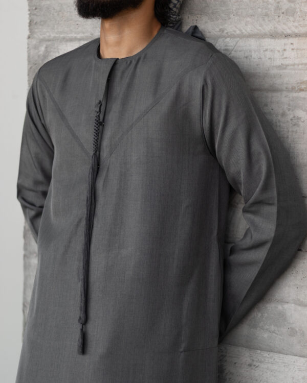 Stone Grey Linen Blend Emirati Kandura