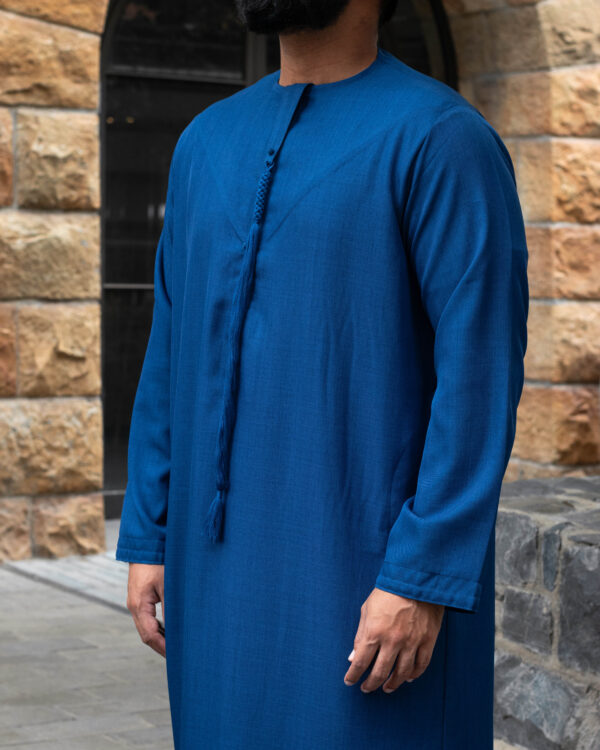 Dark Denim Linen Blend Emirati Kandura