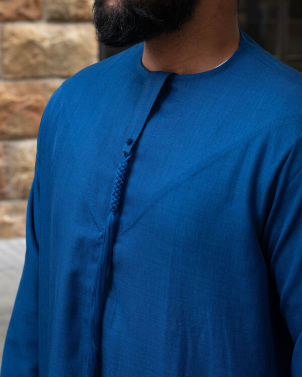 Dark Denim Linen Blend Emirati Kandura