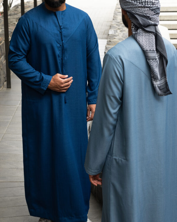 Dark Denim Linen Blend Emirati Kandura