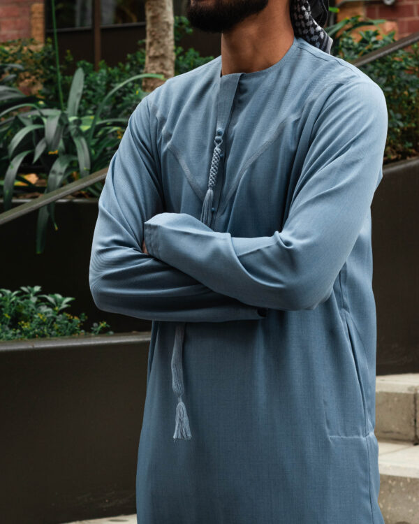 Light Denim Linen Blend Emirati Kandura