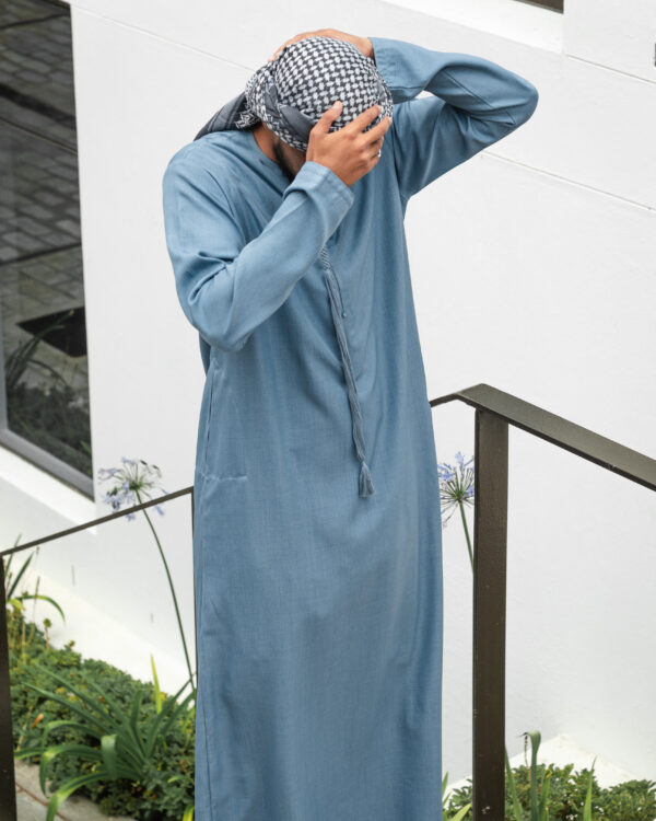 Light Denim Linen Blend Emirati Kandura