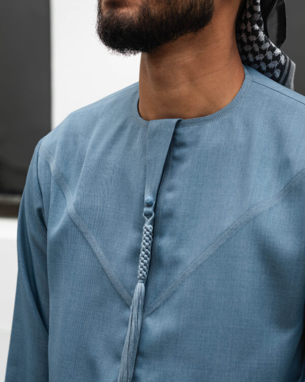 Light Denim Linen Blend Emirati Kandura