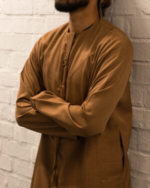 Tan Linen Blend Emirati Kandura