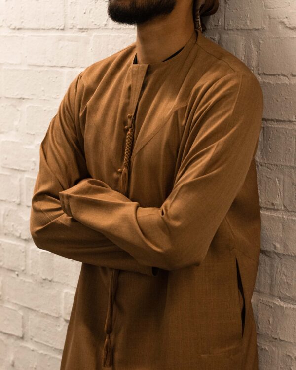 Tan Linen Blend Emirati Kandura