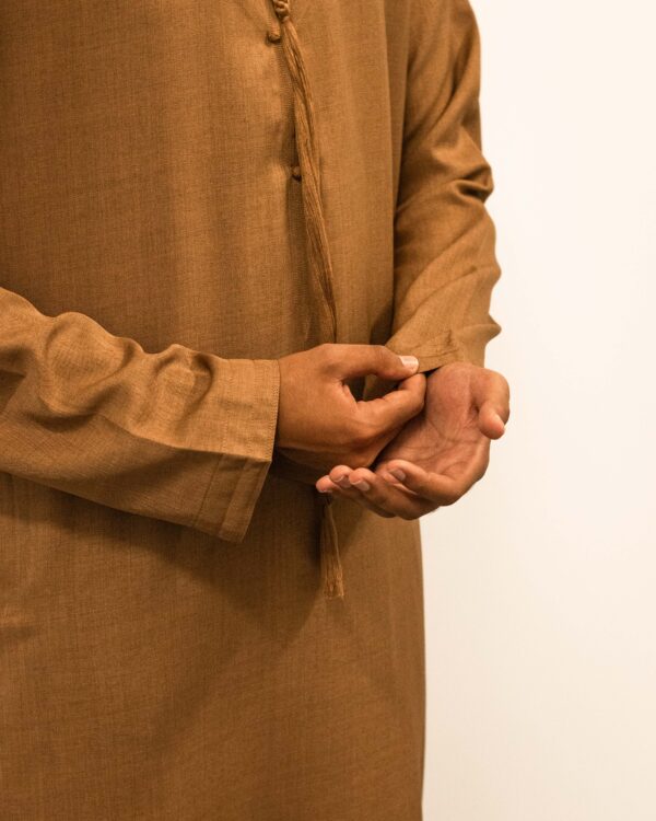 Tan Linen Blend Emirati Kandura