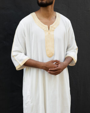 White & Gold Maghrebi Gandoura