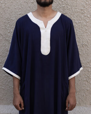 Navy & Cream Maghrebi Gandoura