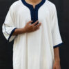 White & Navy Maghrebi Gandoura