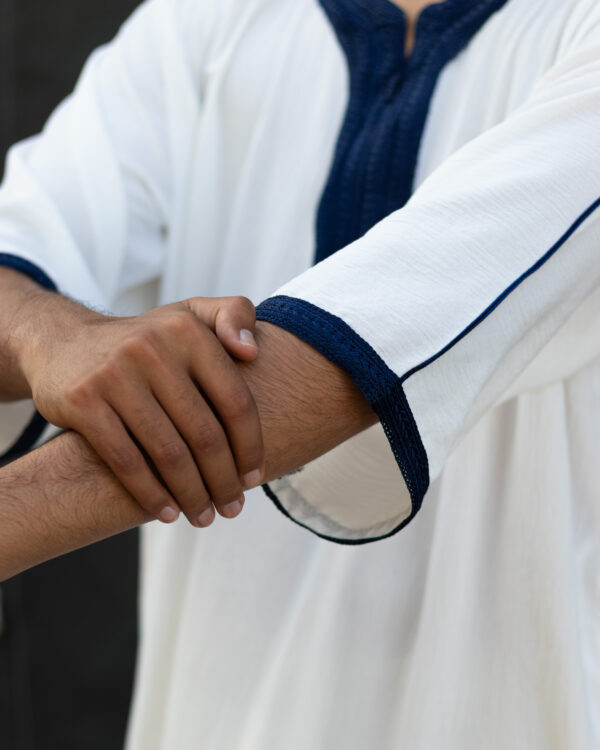 White & Navy Maghrebi Gandoura