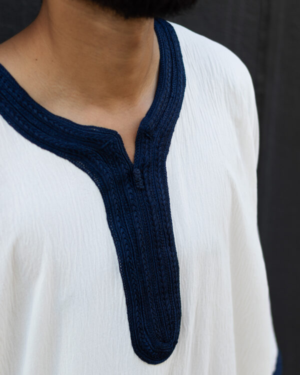 White & Navy Maghrebi Gandoura