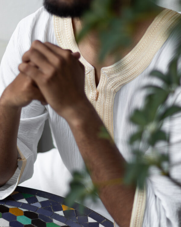 White & Gold Maghrebi Gandoura