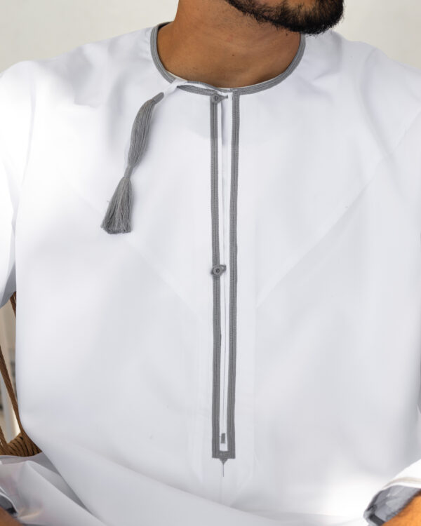 White & Grey Omani Dishdasha