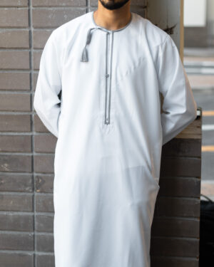White & Grey Omani Dishdasha